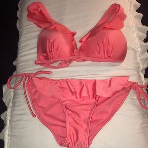 coral bikini set